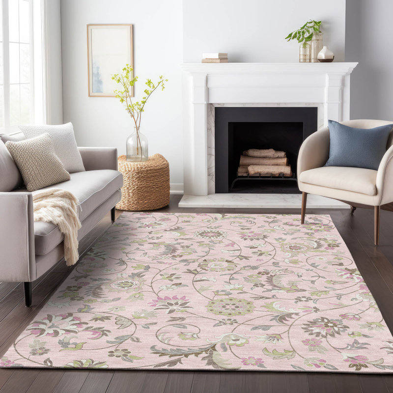 Tapis intérieur / extérieur rose Aveline , 3 pi x 5 pi