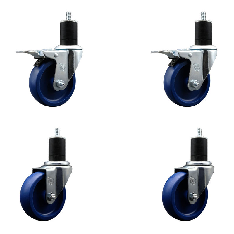 Ensemble de 4 roulettes à tige extensible en poly 4 po