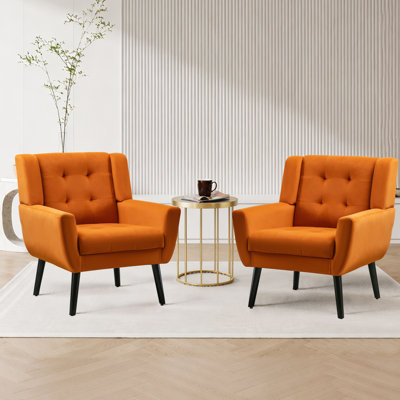 Tufted Upholstered Wide Back Armchair（Set of 2）