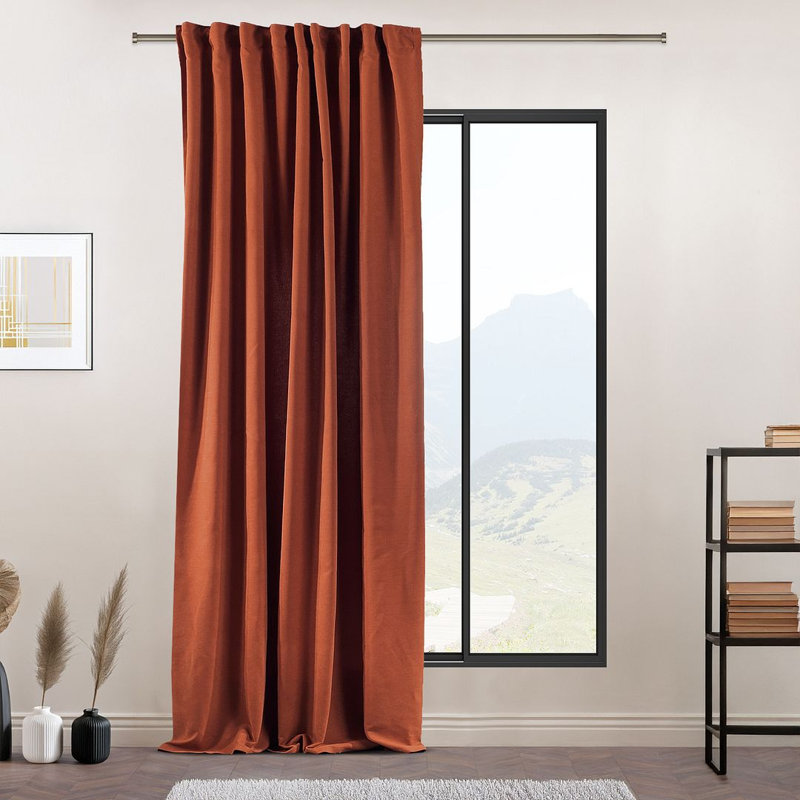 Extra Long & Extra Wide Decorative Curtain Single Panel, 140cm Width x 200cm Drop, Burnt Orange