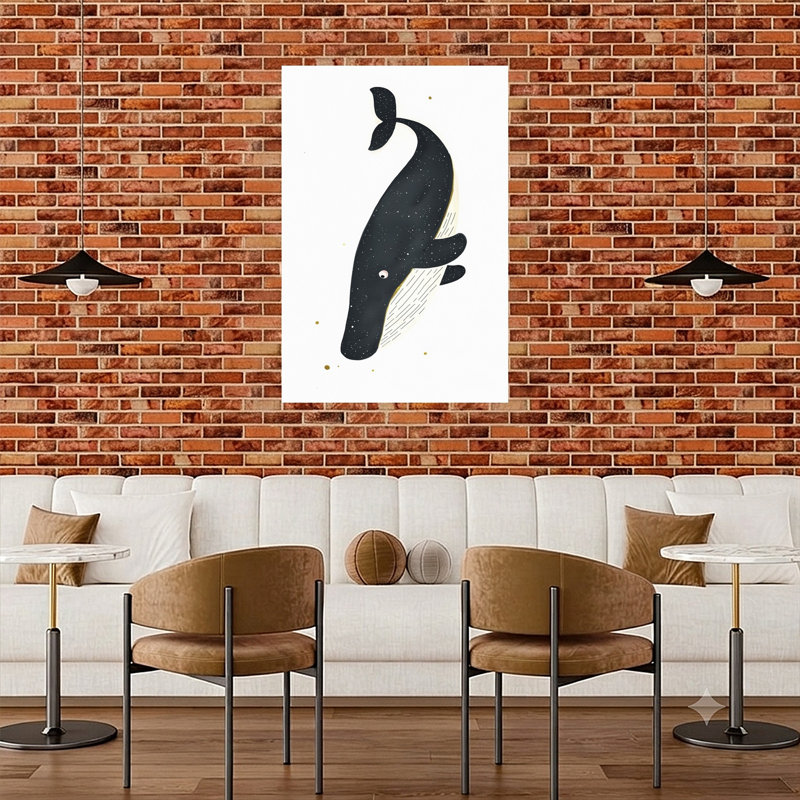 «Celestial Whale Friend Playful Whimsical Contemporary Whale Ocean», reproduction d'art mural, H 48 po x l 32 po