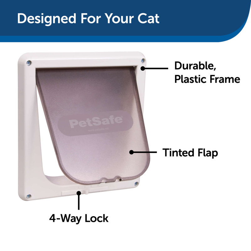 White 4-Way Locking Small Cat Door