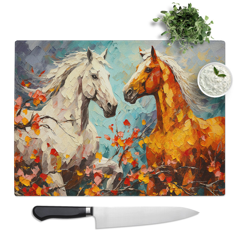 Horse Palette Knife  Glass Chopping Board