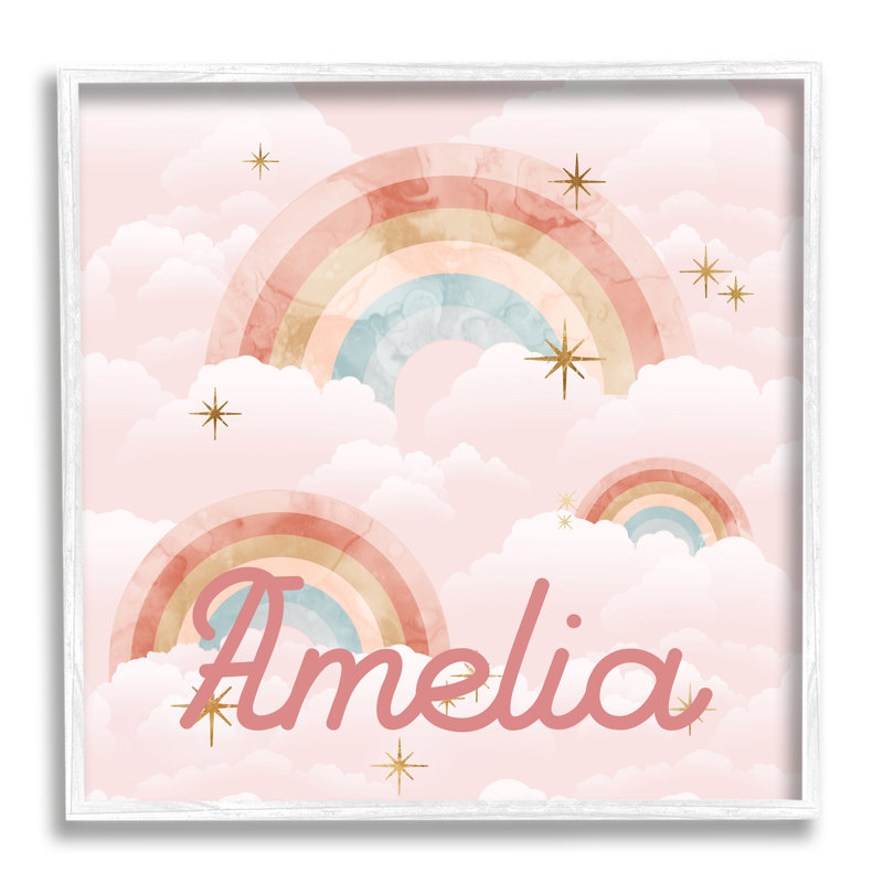 Pastel Rainbows in cmw-064, art mural personnalisé, Giclée encadrée blanc bord de mer, H 17 po x l 17 po, Oui