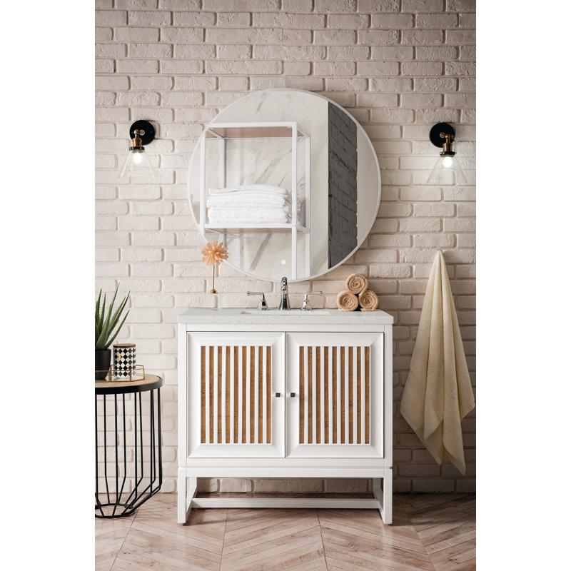 Athens 36'' W Single Vanity, Lime Delight, 8" Widespread, Glossy White