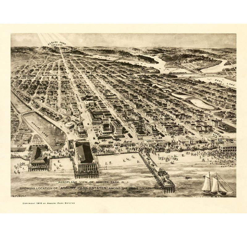 Art sur toile tendue Lark Manor ™ Pettit Gallery: Asbury Park New Jersey, Pettit 1910