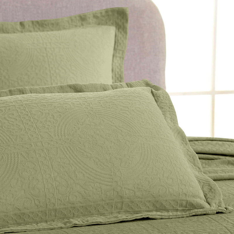 Ensemble de couvre-lit et taies décoratives 100 % coton texturé à médaillon de style moderne et contemporain Swanton, ISE