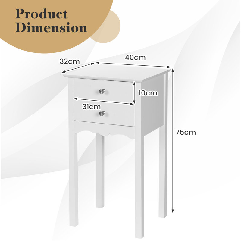 Aljean End Table, White