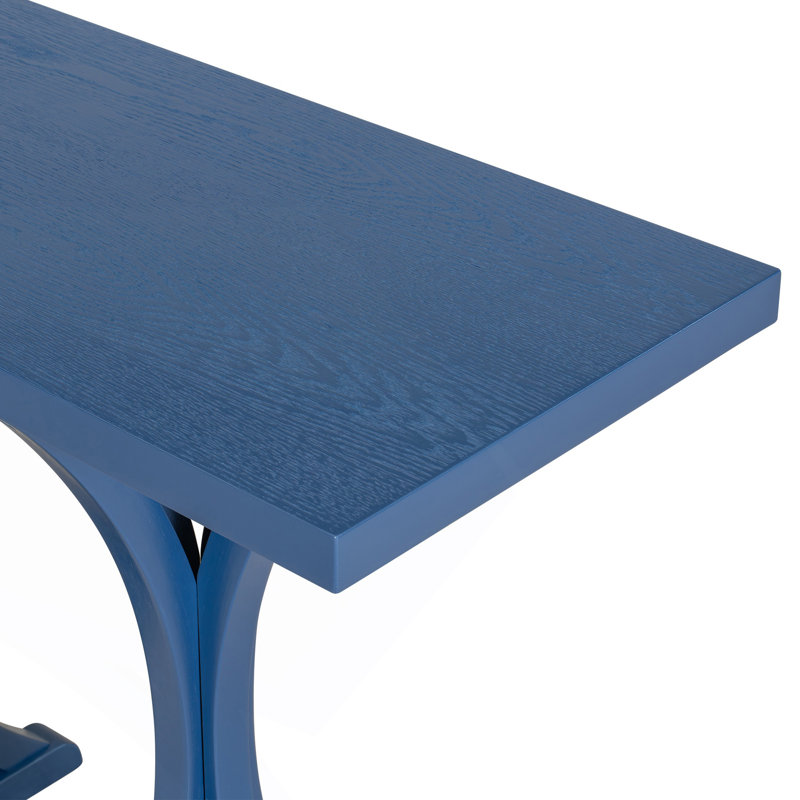 Console, table d'entrée de ferme avec pieds courbés, Marine
