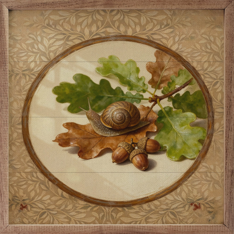 Oak Leaves And Snail, 16" H x 16" W