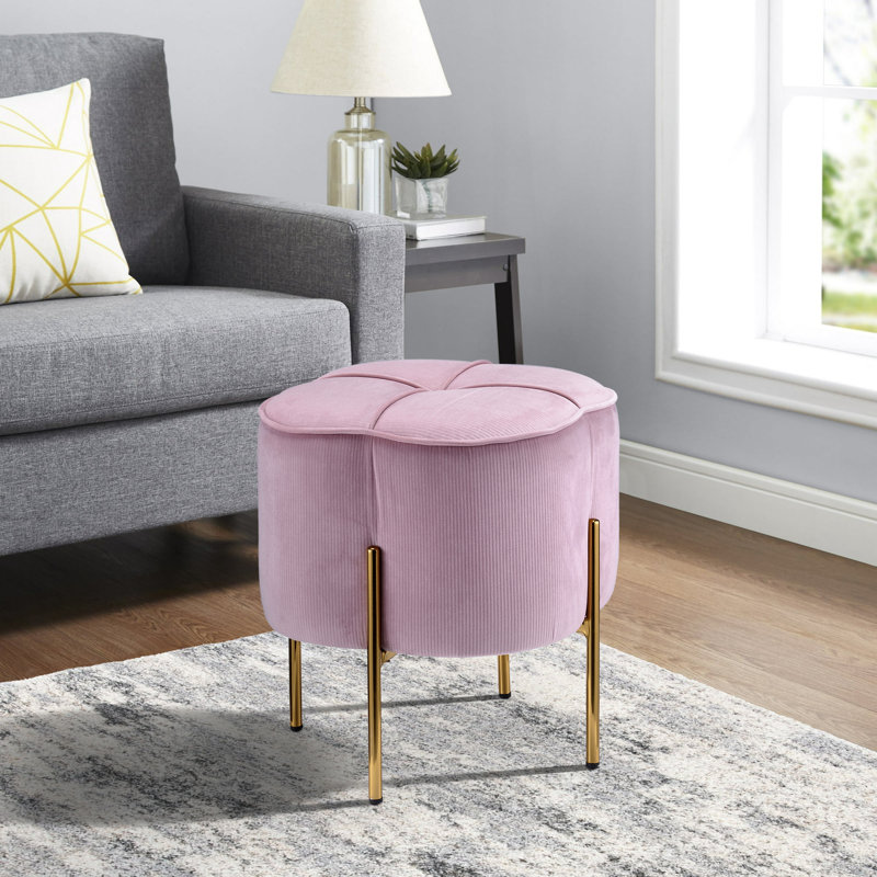 Mercer41 Yasmine Blush Pink Round Ottoman | Wayfair