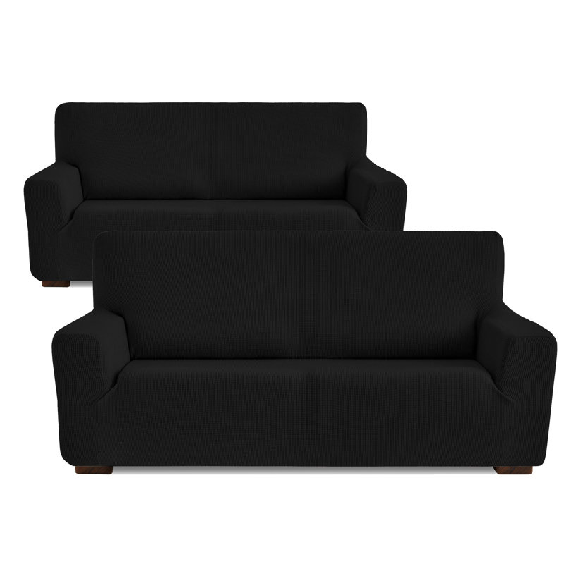 Monaco Sofa Slipcover, Set 3+2 Seats, Black