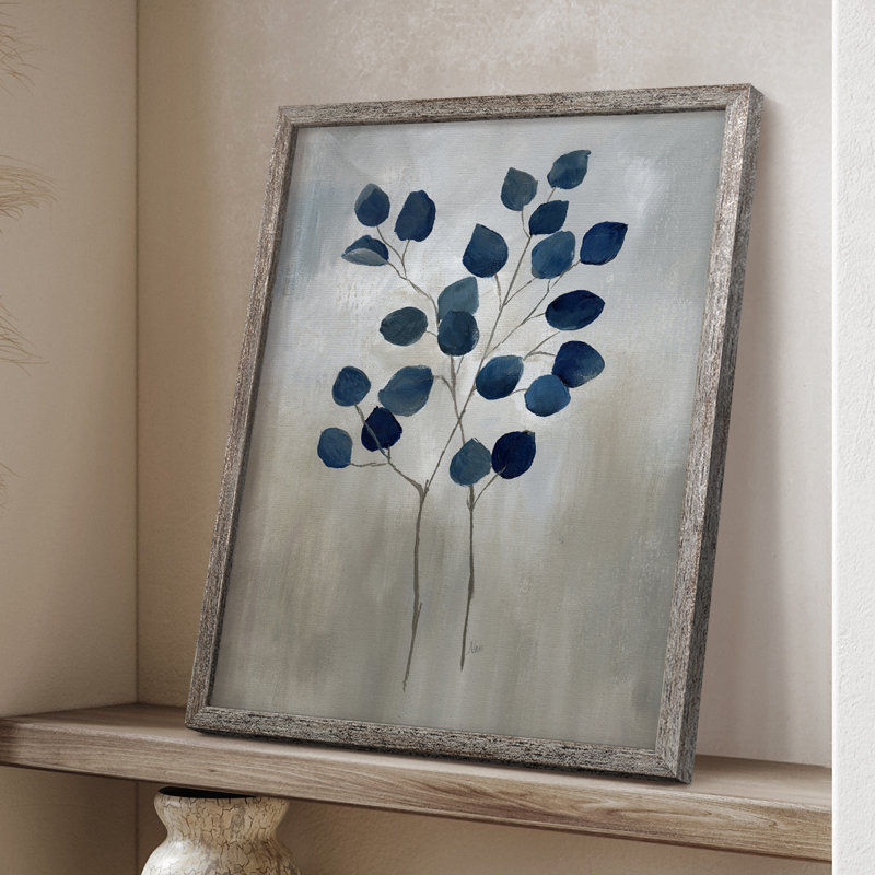 Indigo Foliage II, reproduction encadrée - bois massif, H 11 po x l 9 po