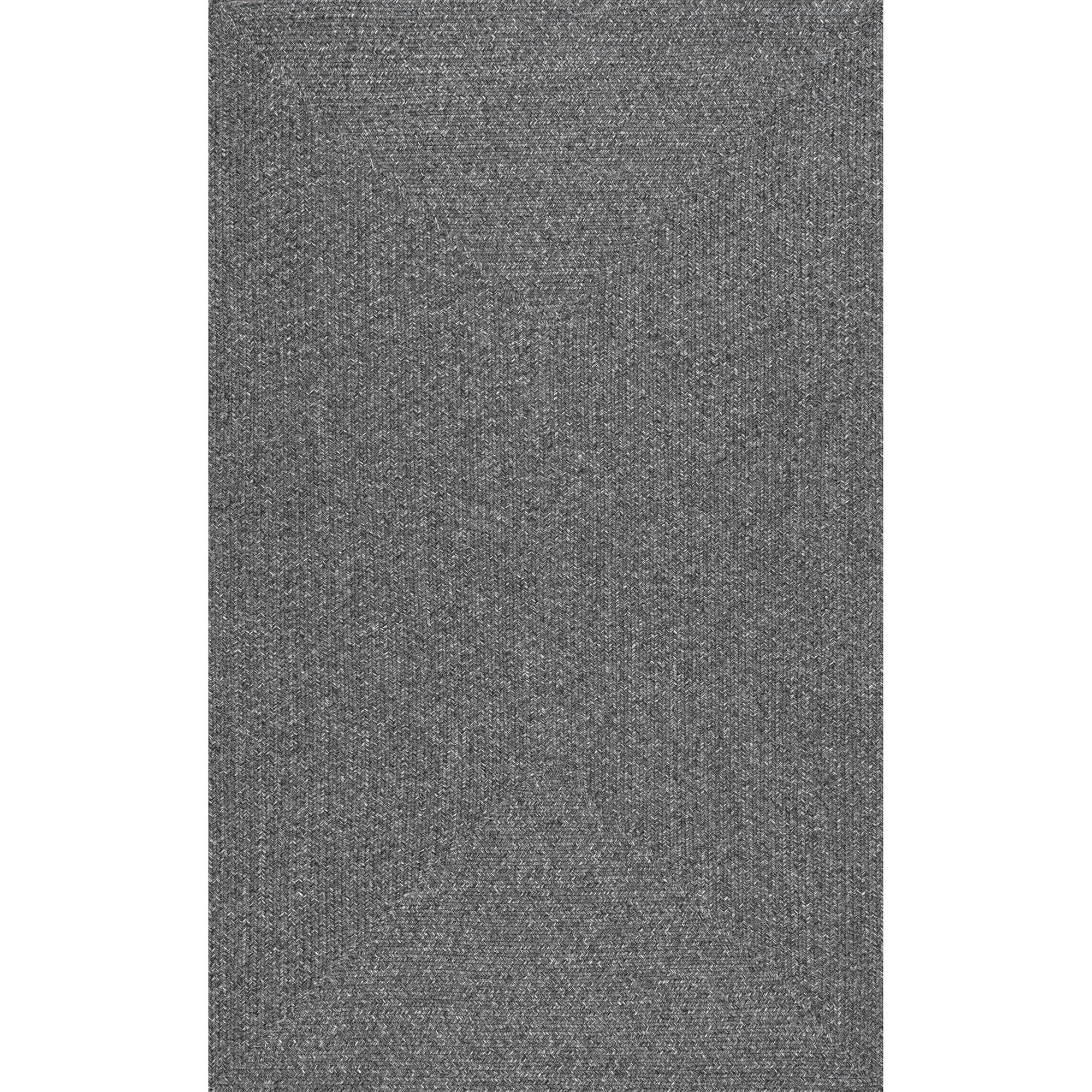 Edie Casual Braided Gray/White Indoor/Outdoor Rug, Rectangle 11'6" x 14'6", Charcoal