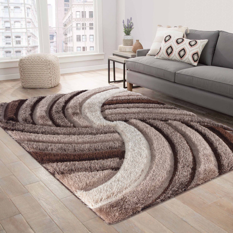 Frio Brown/Beige Shaggy Indoor Rug, Rectangle 160 x 230cm