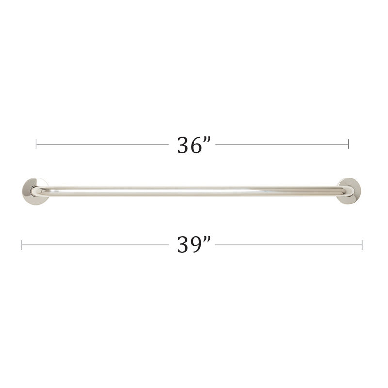 Straight Bathroom Safety Grab Bar, Polished, 36" W