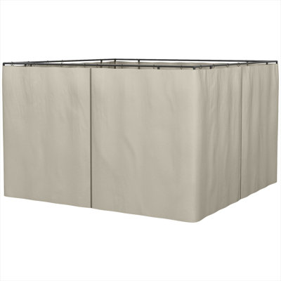 Beige Polyester Gazebo for Outdoor Space with Metal Frame, Neutral Beige Polyester Privacy Panels