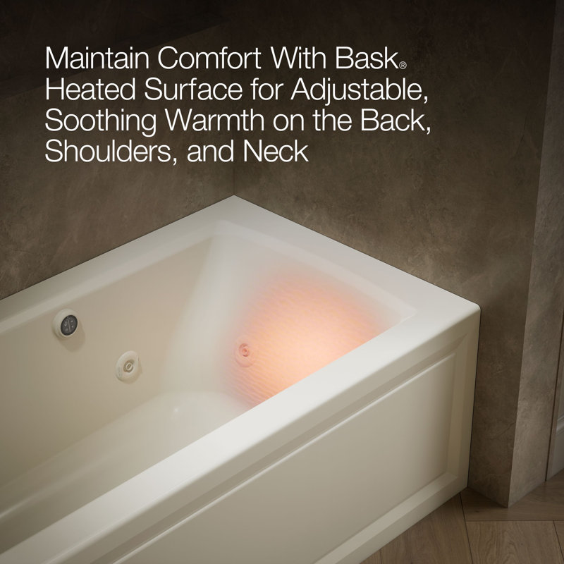 Archer® 60" x 30" Alcove/Tile in Whirlpool Acrylic Bathtub, Left, Biscuit