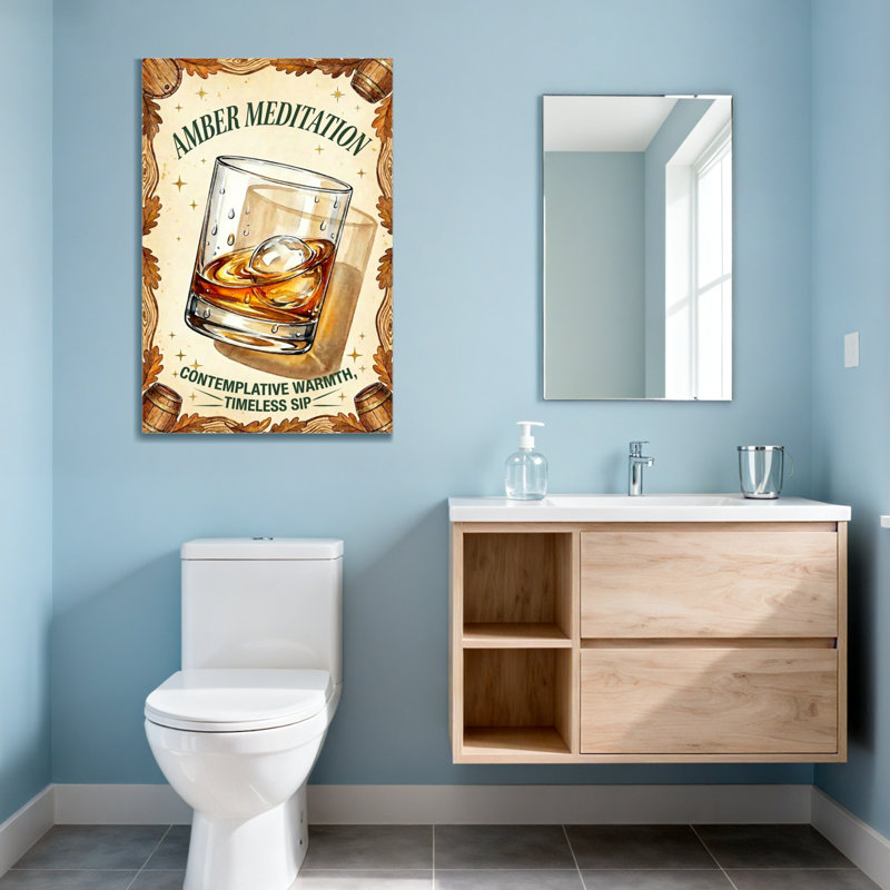 Verre à whisky tendance avec cadre en bois et glace, H 30 po x l 20 po