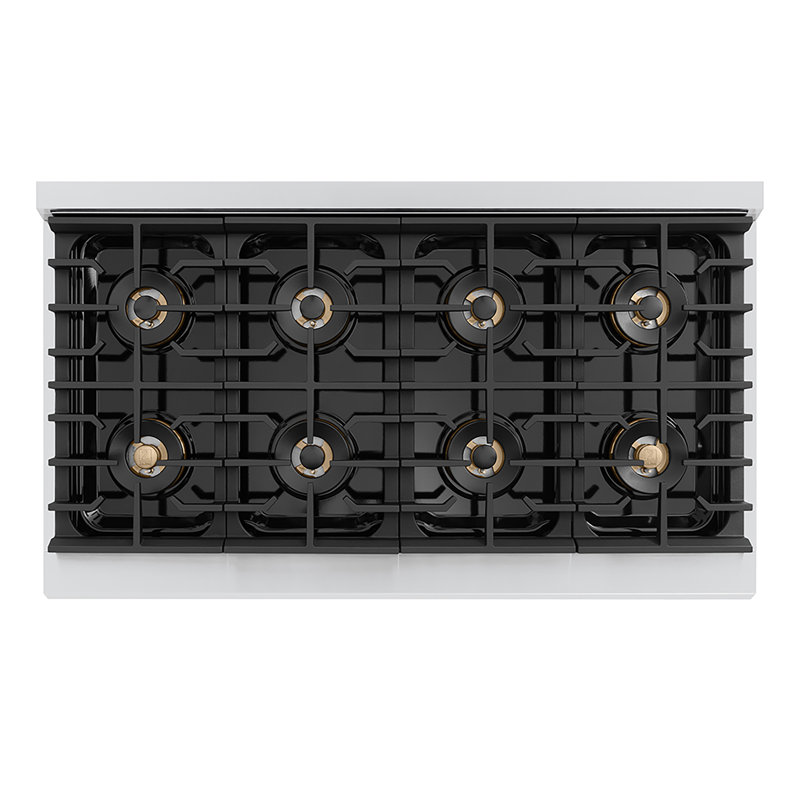 ZLINE Autograph 48 in. Stainless Steel Paramount Rangetop with 8 DuoPro Burners and Gold Accents, Matte Black