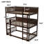 Lit simple superposé triple en bois d'hévéa, échelles, barrières de sécurité amovibles pour la taille de la chambre à coucher,