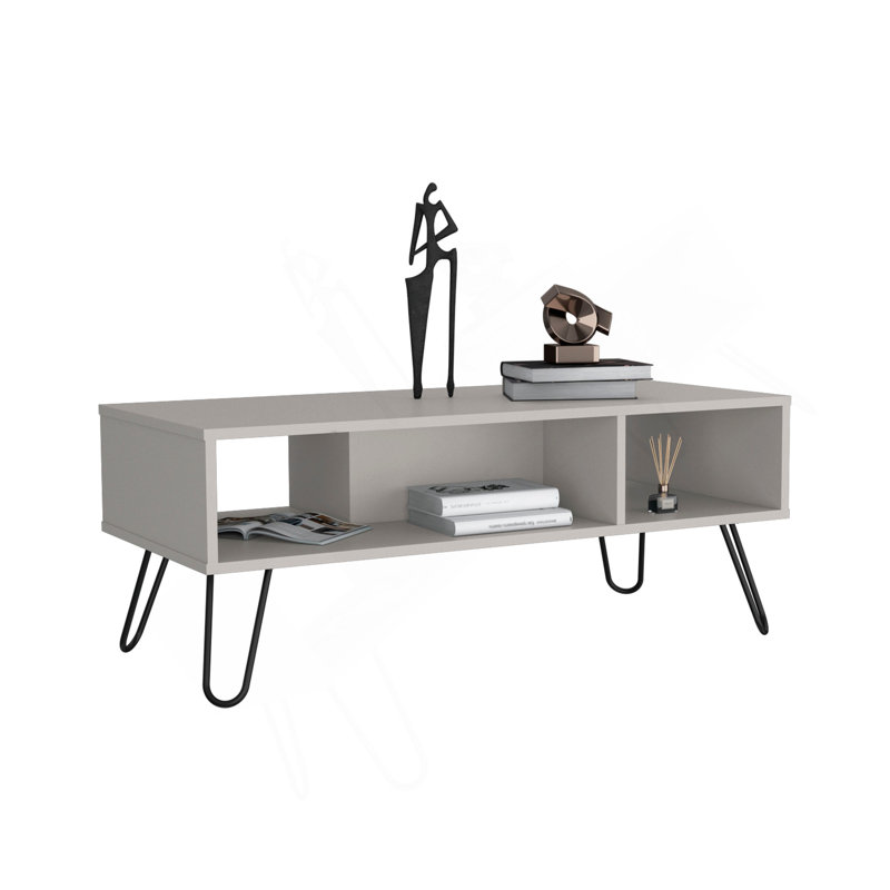 Vassel Coffee Table, Hairpin Legs, Two Shelves