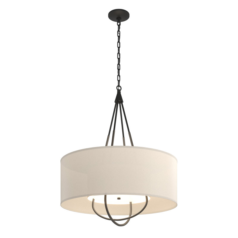 Loop 4 - Light Chandelier, Black, Natural Anna, Dark Smoke