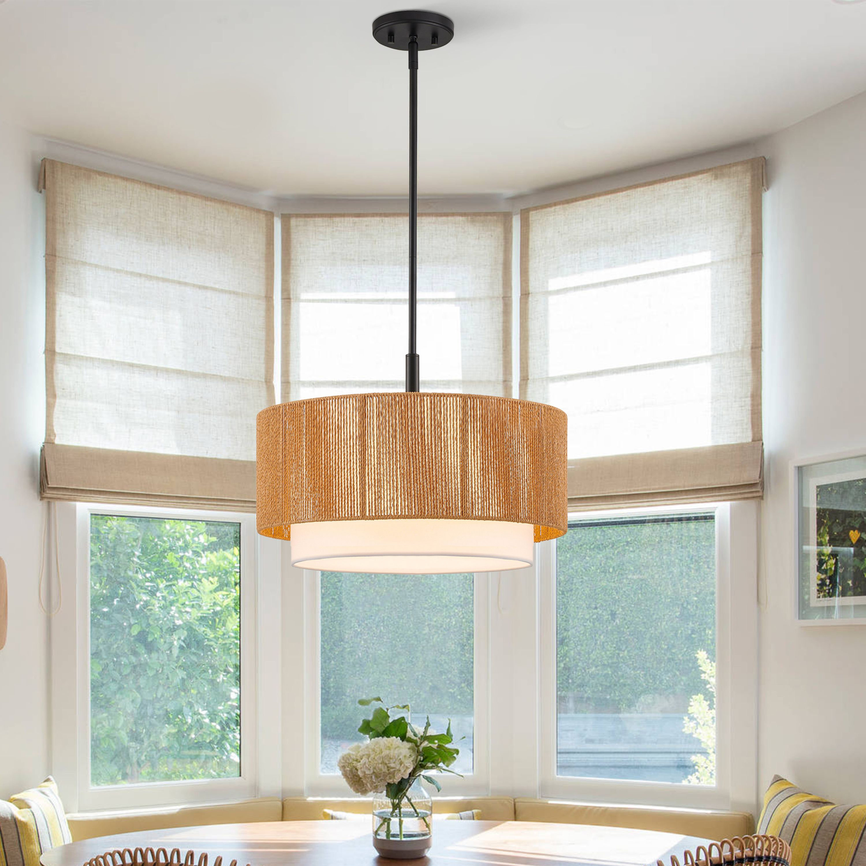 Bay Isle Home™ 1-light Rattan Pendant Light With Diffuser & Reviews ...