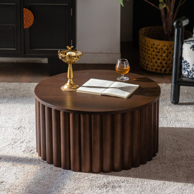 Table basse ronde en bois avec plateau relevable pour le salon, base piédestal robuste, assemblage facile | Idée de cadeau