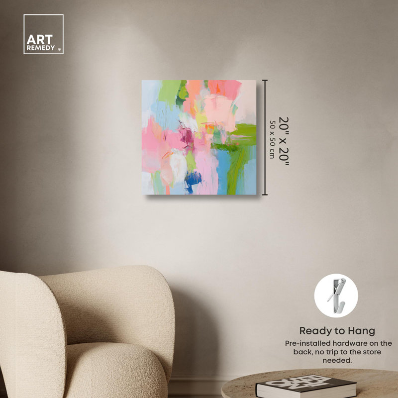 Dynamic Brushwork Colorful Abstract Canvas Print, 20" x 20"