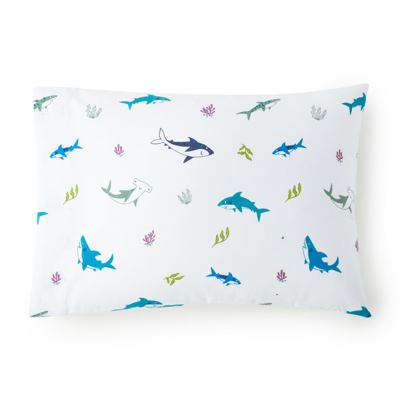 Wildkin 100% Cotton Twin Sheet Set – Soft & Cozy Bed Sheets - Shark Attack, Full