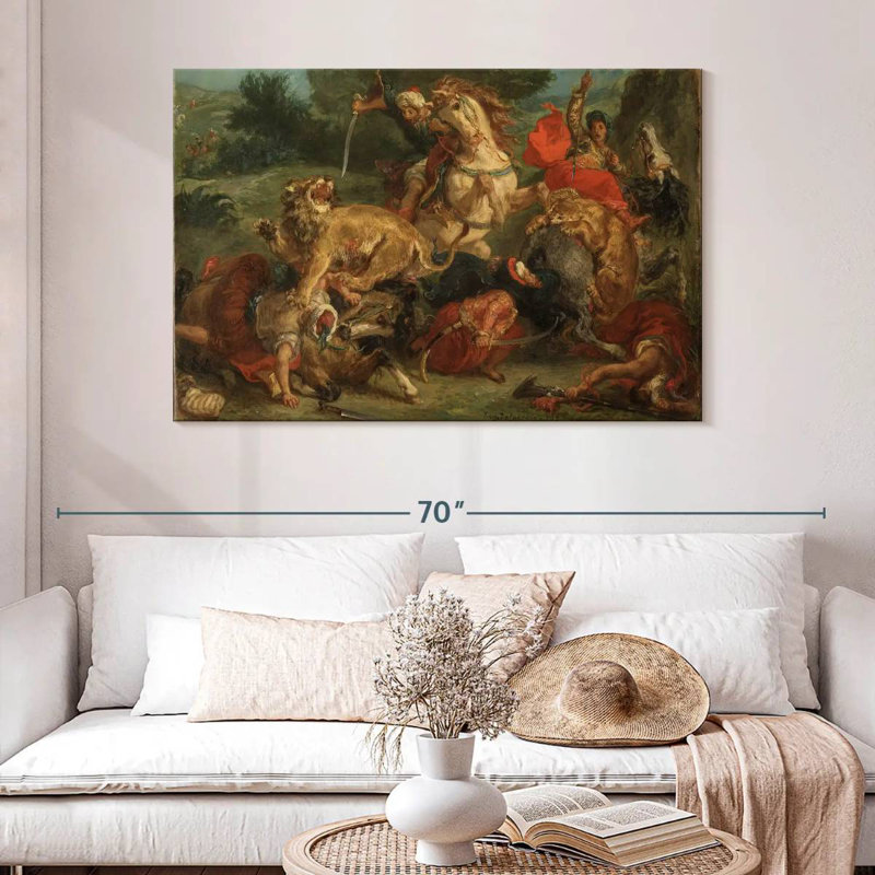 Senne la chasse au lion, H 32 po x l 48 po