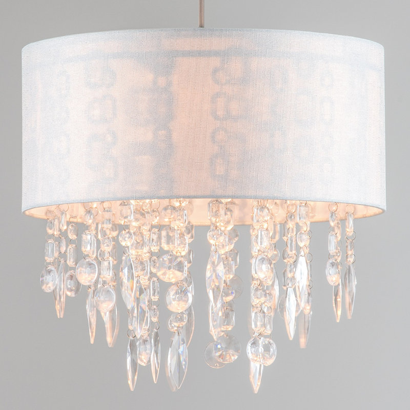 Fiji 36cm H Linen Drum Pendant Shade, White
