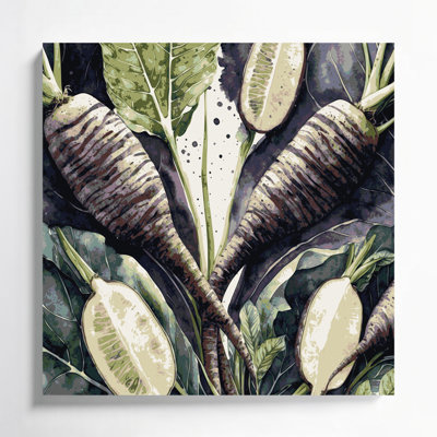 Vegetables Taro Root Black Canvas Wall Art
