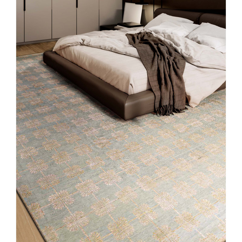 Windsom Geometric Area Rug in Light Green, Rectangle 9'2" x 11'11"