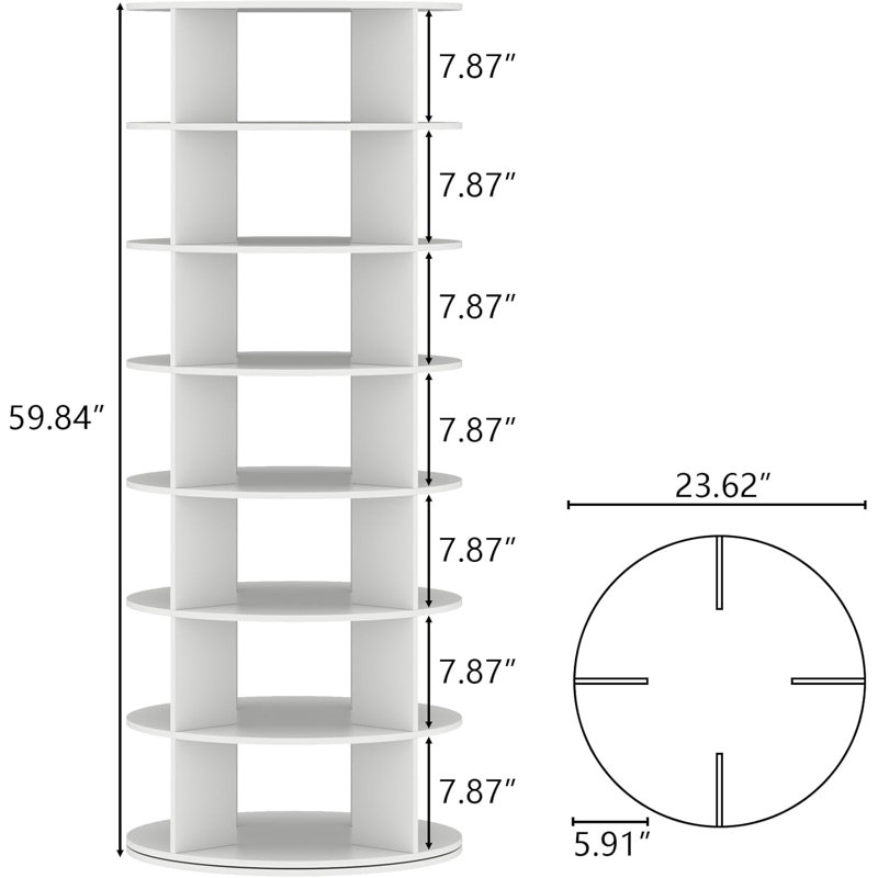 7-Tier Rotating Shoe Rack, White