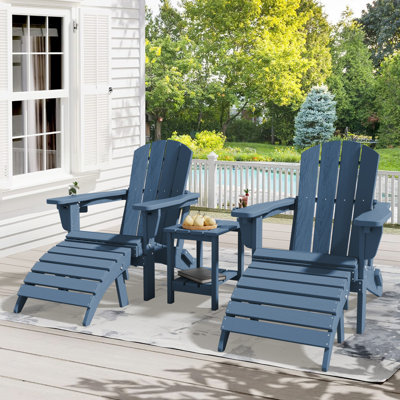 Dalson 5-Piece Plastic Adirondack Chair Set with Side Table and Ottomans