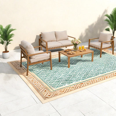 Durable Patio Sofas 4 Piece Aluminum Modern Set For Backyard