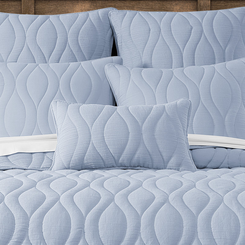 Coussin décoratif matelassé COVE, Rectangle H 12 po x l 20 po, Bleu