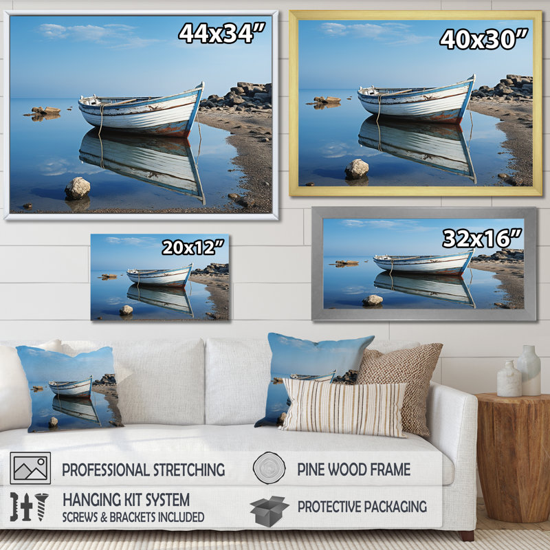 «Boat Scenery At The Lake I», reproduction sur toile, H 24 po x l 32 po x P 1 po, Toile tendue