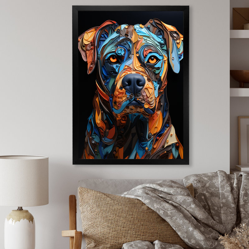 «Boxer Boldness I», art mural sur toile, Cadre simple noir, H 40 po x l 30 po x P 1,5 po