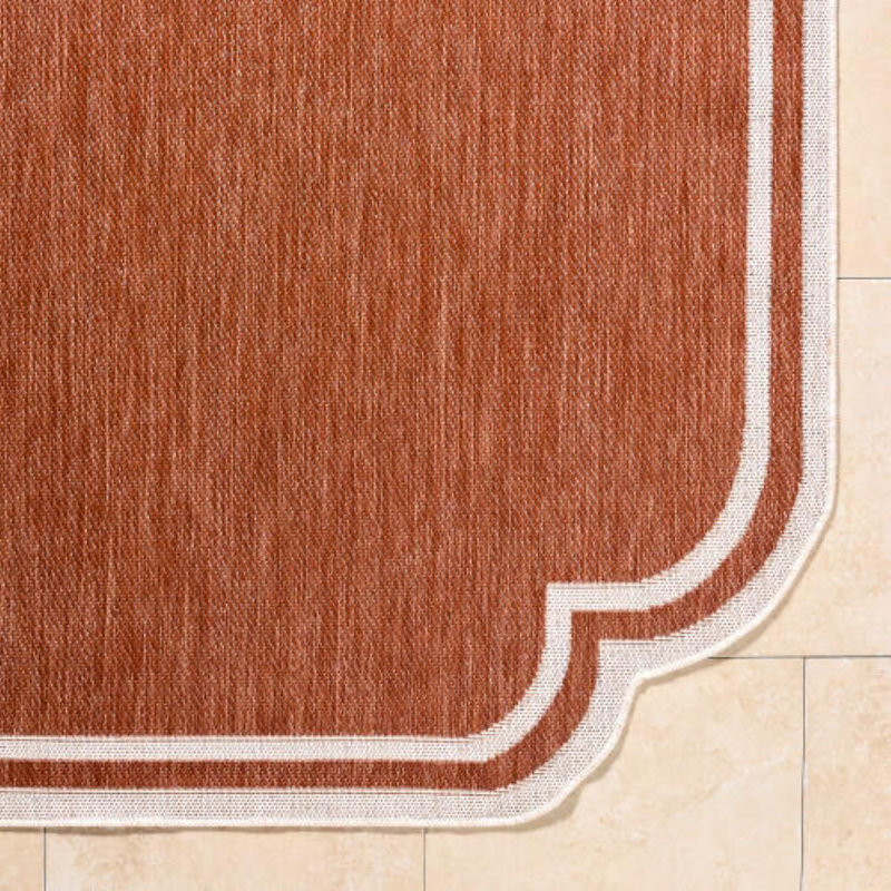 Skiles Machine Woven Rug, Rectangle 2'4" x 3'9", Orange/Cream