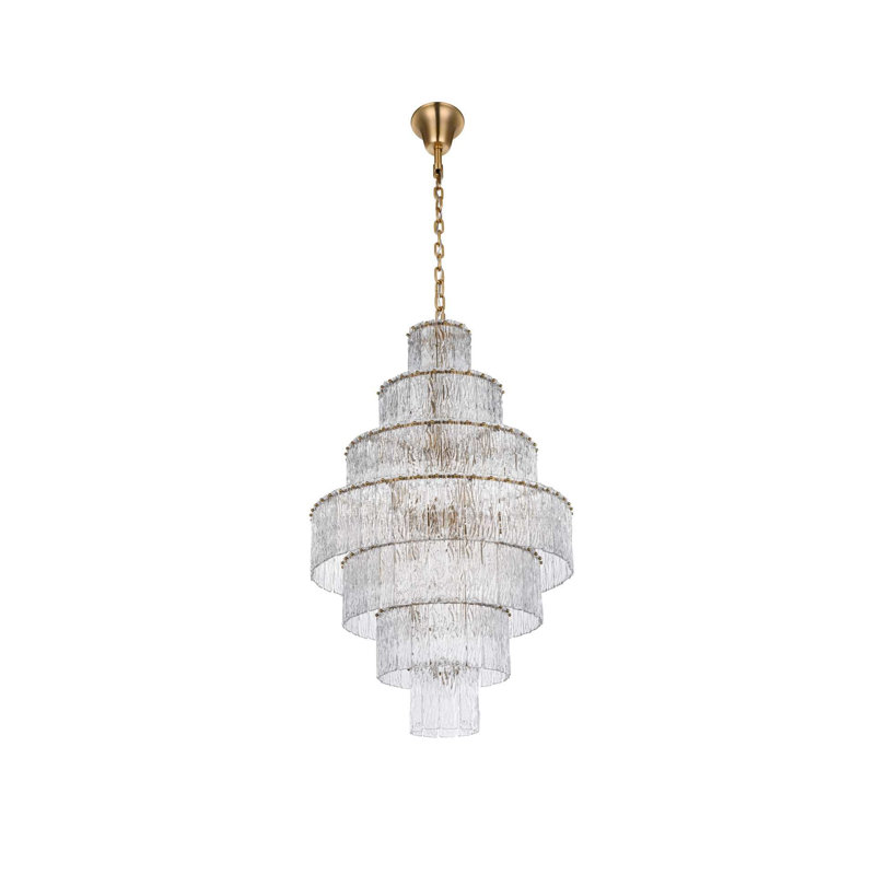 Lustre en verre 32 po Georgina, Or satiné