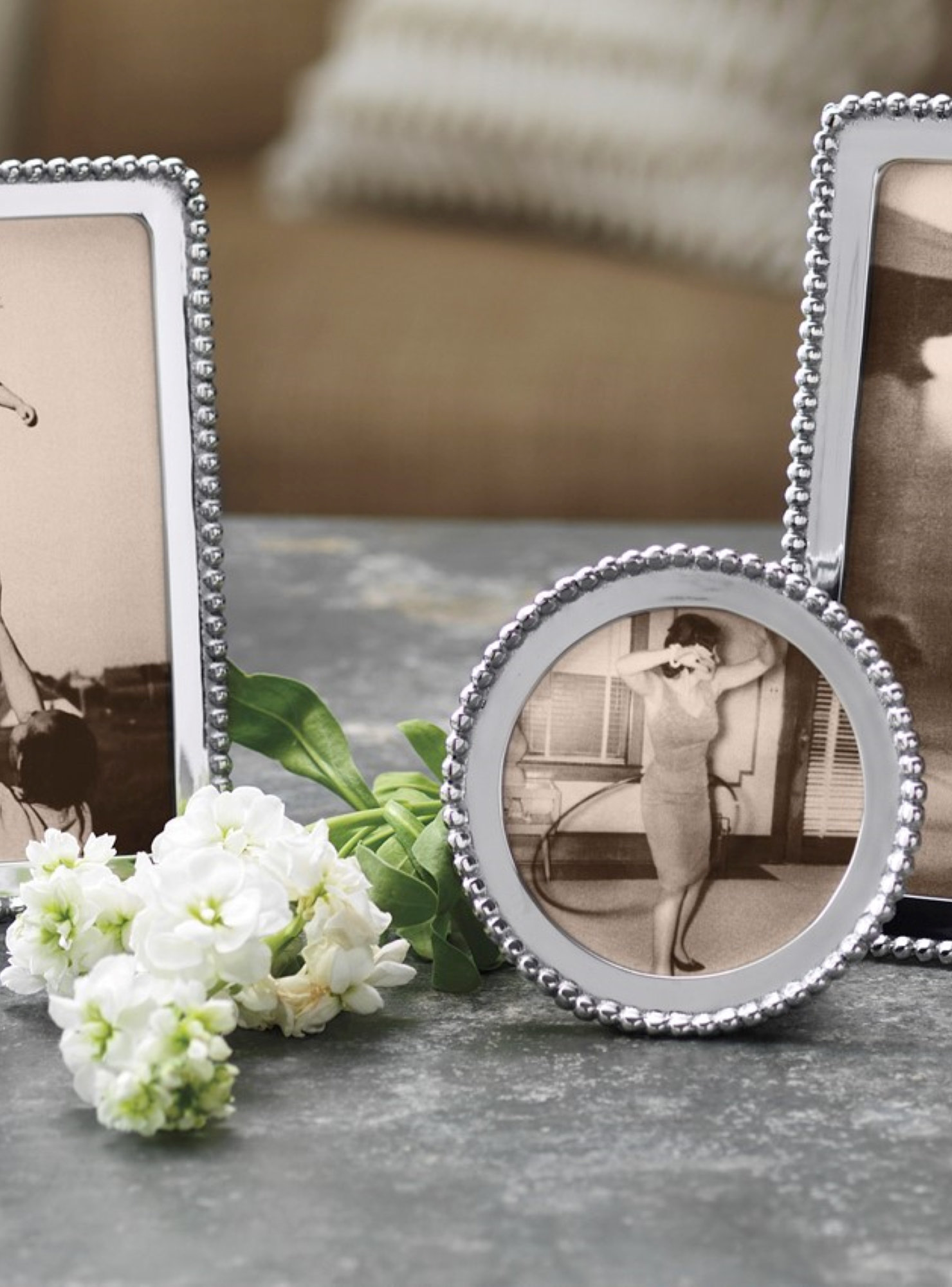 Mariposa Beaded Round Picture Frame | Perigold