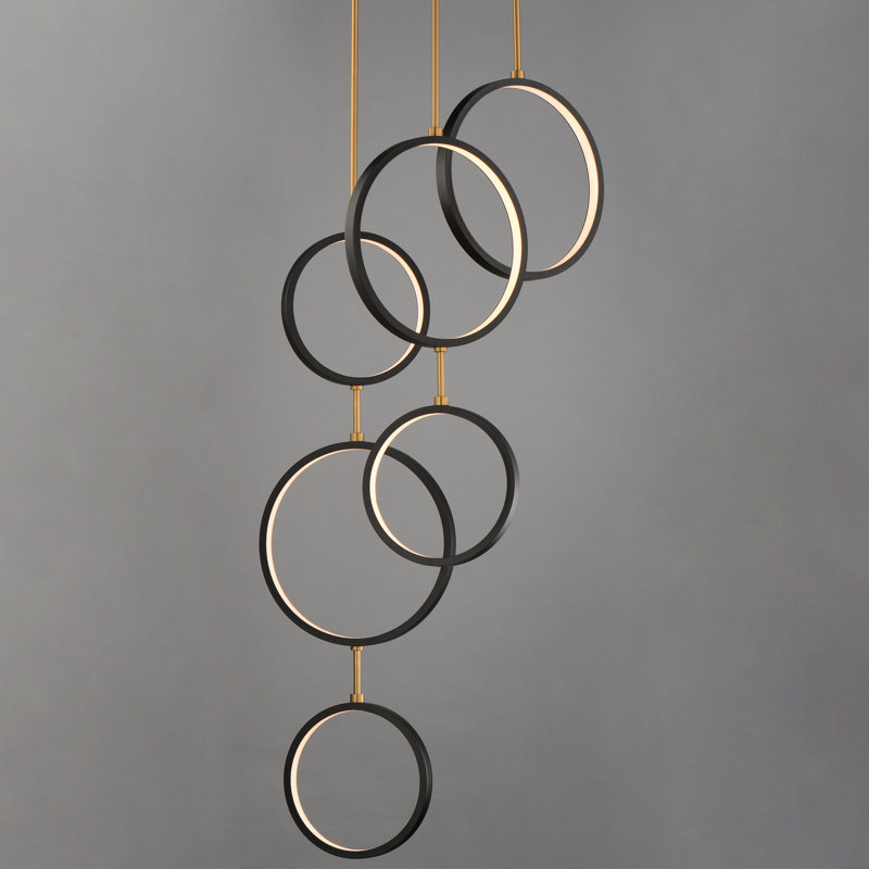 Hoopla-Single Pendant, Black/Gold