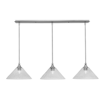 3 Light Stem Hung Linear Pendalier With Bubble Glass