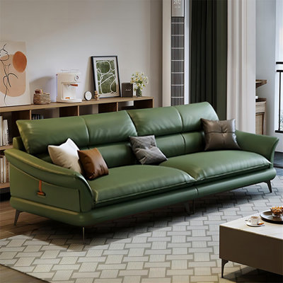 Causeuse-coussin modulaire en cuir véritable vert