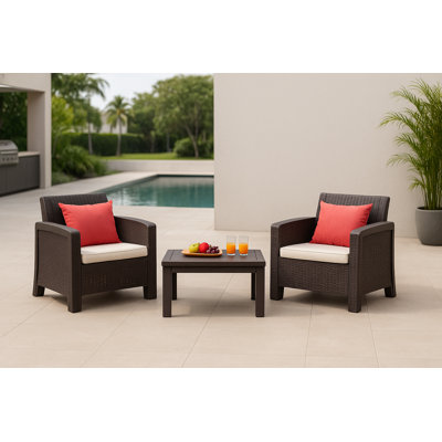  GrandSpace 3-Piece Outdoor Conversation Set, Espresso