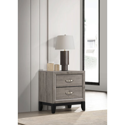 Watson 2-Drawer Nightstand Bedside Table Light Taupe