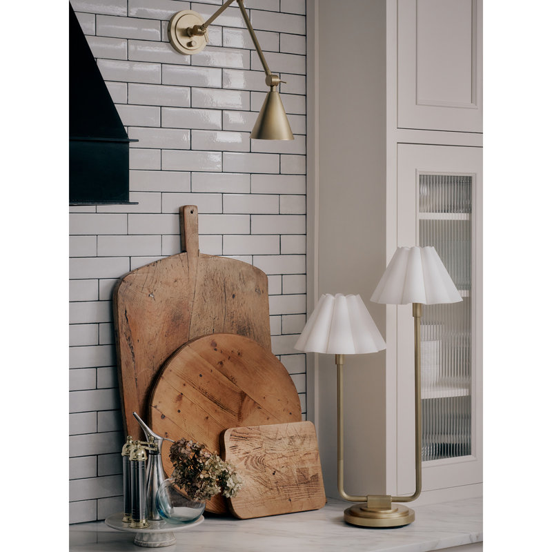 Polly Double Arm Table Lamp, Black, Black